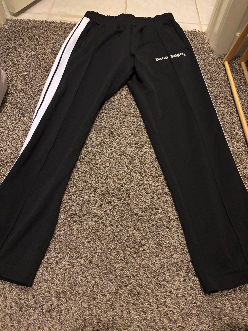 Palm Angels Black Joggers with White Side Stripes